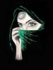 Black Velvet Painting, Arabian Woman Green Scarf