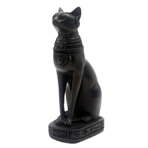 Imitation, New Handmade Egyptian Statue of the Goddess Bastet, Black Cat