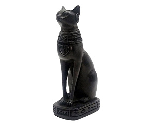 Egypt Black Cat, Bastet Goddess Egyptian Handmade Figurine,Statue, Stone, Basalt