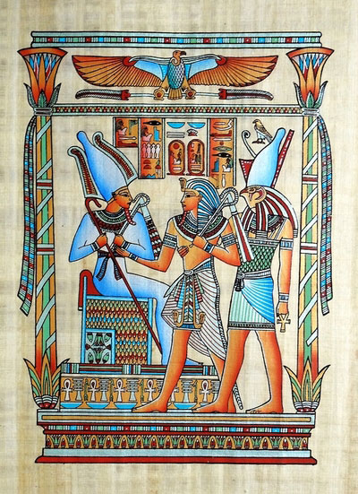 Egyptian Papyrus Painting The Tribute 1