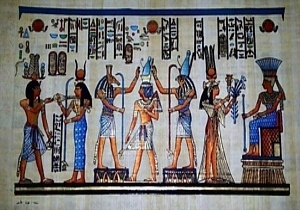 Triple Scene Papyrus Painting