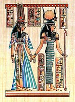 Isis & Nefertari Papyrus - Egyptian hand made papyrus paintings