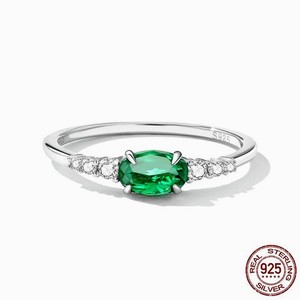 Green Zirconium Gemstone Ring, 925 Sterling Silver Jewelry