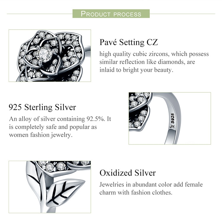 sterling silver flower tree leaf ring