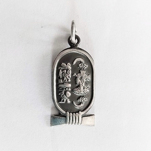 Silver Cartouche, Dark Hieroglyphic Background Handmade Silver Jewelry