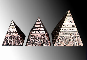 Egypt 3 Pyramids - Brass - Egyptian Embossed Scenes